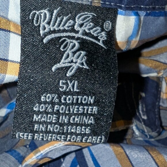 Mens Plus Size Plaid Checkered Button Front Shirt Size 5XL - Picture 2 of 6